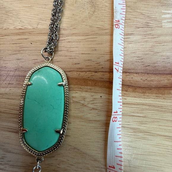 Kendra Scott Rayne Pendant Green and Gold Necklace with Tassel, Long - Picture 9 of 14